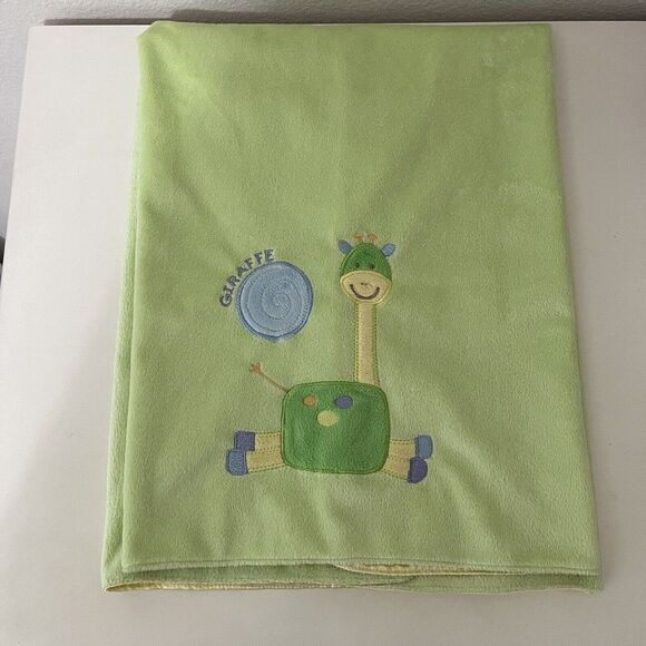 Blankets & Beyond Green Giraffe Baby Blanket Yellow Satin Back Lovey Lovie - Picture 3 of 10